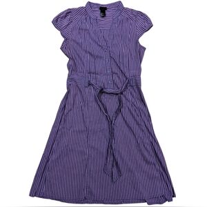 H&M 100% Cotton Purple Striped Sun Dress US 8